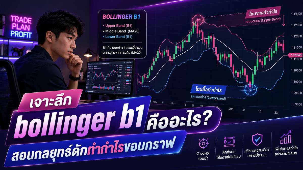 อินดิเคเตอร์สถิติ bollinger b1 คืออะไร? แนะนำกลยุทธ์อ่านกรอบความผันผวนเพื่อหาจุดซื้อขาย